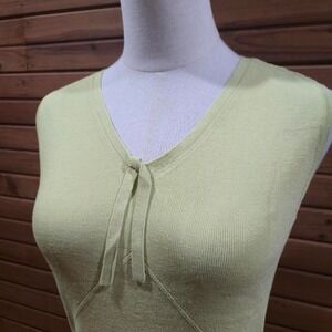 Y2K Womens Size Med Pistachio Green Tie Front Knit Top Coquette Whimsy Cottage